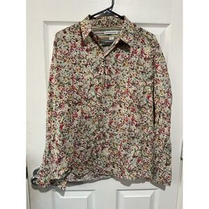 Europann Saint-Tropez Mens L Floral Button Down Shirt Long Sleeve Cotton Resort